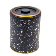 Evle ER188-1H Terrazzo Black Desenli Yuvarlak Metal Saklama Kabı