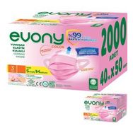 Evony 2000 Adet 3 Katlı Filtreli Burun Telli Cerrahi Maske