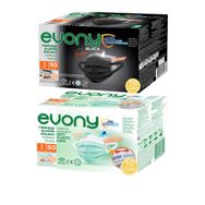 Evony Siyah 50 Adet Elastik Maske + Yeşil 50 Adet Elastik Maske
