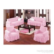 Evory Home Bürümcük Maxi Pembe (3+3+1+1) Koltuk Örtüsü