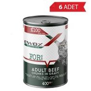 Ewox Biftekli Parça Etli 6x400 gr Kedi Konservesi
