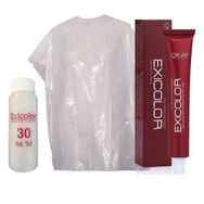 Exicolor 30 Volüm Peroksit + Boya Naylonu + 60 ml 8.44 Açık Kumral Yoğun Bakır Saç Boyası