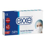 Exxe 3 Katlı Tekli Poşet 10 luk Beyaz Lastikli Cerrahi Maske