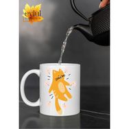 Eylül Design Çiçekli Kedi Temalı Sanat Özel Tasarım Baskılı Kupa Bardak Hediye Bardak