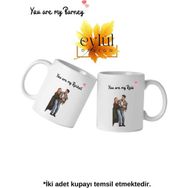 Eylül Design Friends Ross-Rachel İkili Porselen Sevgili Baskılı Kupa Bardak