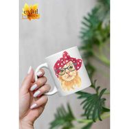 Eylül Design Gözlüklü Kedi Temalı Özel Tasarım Baskılı Kupa Bardak