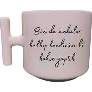 Eylül Design Krem Rengi Eğlenceli Yazılı Esprili Özel Tasarım Baskılı T Kupa