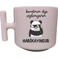 Eylül Design Krem Rengi Eğlenceli Yazılı Esprili Özel Tasarım T Kupa
