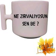 Eylül Design Ne Zırvalıyosun Sen Be Krem Rengi Eğlenceli Yazılı Esprili Özel Tasarım T Kupa Bardak