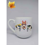 Eylül Design Powerpuff Girls Baskılı Lüks Oval Seramik Kupa Bardak