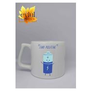 Eylül Design Stay Positive Yazılı Batarya Özel Tasarım Baskılı Lüks Seramik Kupa Bardak