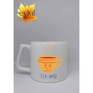Eylül Design Tea-Amo Yazılı Çay Temalı Özel Tasarım Baskılı Lüks Seramik Kupa Bardak