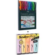 Faber 1425 Tükenmez Kalem Seti + Scrikss Pastel Fosforlu Seti