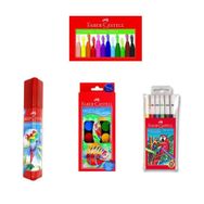 Faber Castell 12 Adet Kuru Boya + Suluboya + Keçeli Kalem + Pastel Boya Seti