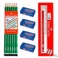 Faber Castell 12 Adet Mercanlı Kurşun Kalem + 12 Adet Kırmızı Kopya + 4 Adet Silgi