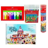 Faber Castell 12 li Pastel Boya Keçeli Boya Metal Tüp Kuru Boya ve Resim Defteri