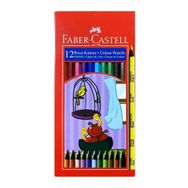 Faber Castell 12 Renk Siyah Lata Tam Boy Kuru Boya Kalemi
