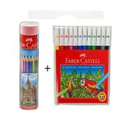 Faber Castell 12'li Tüp Kuru Boya + Faber Castell 12 Renk Keçeli Kalem