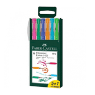 Faber-Castell 1425 0.7 mm 6 Adet Renkli Tükenmez Kalem