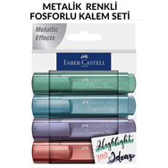 Faber Castell 4 Renk Yeni Metalik Renkler Fosforlu Kalem