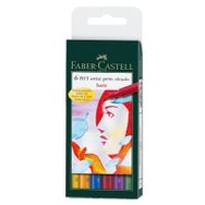Faber Castell Fırça Uç Ana Renkler 6'lı Pitt Çizim Kalemi