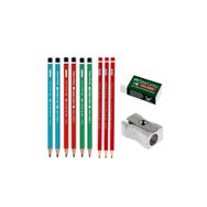 Faber Castell HB Kurşun Kalem-Silgi-Kalemtraş Okul Kalem Seti