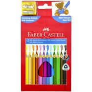 Faber Castell Kalemtraş Hediyeli 12 Renk Üçgen Soft Jumbo Kuruboya