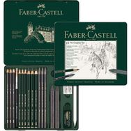 Faber-Castell Pitt Grafit Sanat Seti,Siyah,19 Parça,Kömür Kalem ve Aksesuarlarla,Gölgelendirme ve Eskiz İçin İdeal