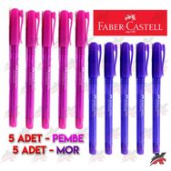 Faber Castell Renkli 5 Adet Pembe + 5 Adet Mor Tükenmez Kalem