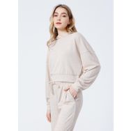 Fabrika B01-Ust Kapüşonlu Lastikli Basic Düz Bej Kadın Sweatshirt