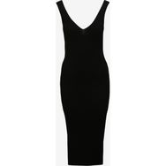 Fabrika Comfort V Yaka Düz Siyah Midi Kadın Elbise FC4SL-ELB0513 - XL