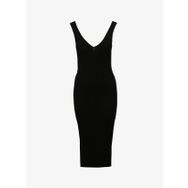 Fabrika Comfort V Yaka Düz Siyah Midi Kadın Elbise FC4SL-ELB0513