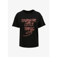 Fabrika F4SL-TST0360 Bisiklet Yaka Baskılı Siyah Kadın T-Shirt