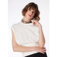 Fabrika F4SL-TST0495 Kırık Beyaz Kadın Bisiklet Yaka T-shirt
