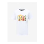 Fabrika F4SL-TST0640 Bisiklet Yaka Baskılı Kırık Beyaz Kadın T-Shirt