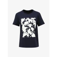 Fabrika F4SL-TST0670 Lacivert Bisiklet Yaka Baskılı Kadın T-shirt