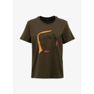 Fabrika F4SL-TST0726 Bisiklet Yaka Baskılı Haki Kadın T-Shirt