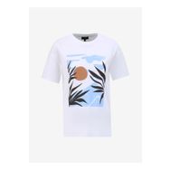 Fabrika F4SL-TST0740 Beyaz Bisiklet Yaka Baskılı Kadın T-shirt