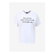 Fabrika F4SL-TST0752 Beyaz Bisiklet Yaka Basic Kadın T-shirt