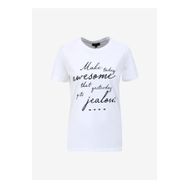 Fabrika F4SL-TST0912 Beyaz Bisiklet Yaka Basic Kadın T-shirt