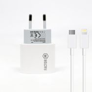 Factor-M Pd20w Quick Charger 20w­ Type C To Lightning 1 m Beyaz Kablolu Şarj Set