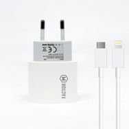 Factor-M Pd20w Quick Charger 20w Type C To Lightning 2 m Beyaz Kablolu Şarj Set
