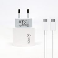 Factor-M Pd20w Quick Charger 20w­ Type-C To Type-C 1 m Beyaz Kablolu Şarj Set