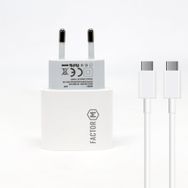 Factor-M Pd20w Quick Charger 20w­ Type-C To Type-C 3 m Beyaz Kablolu Şarj Set