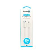 Factor-M Type- C 2.4a 1.5 m Beyaz Data Şarj Kablo