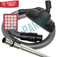 Fakir Veyron Basic Elektrikli Süpürge Hortumu Emici Başlık Teleskopik Boru Toz Haznesi Hepa Filtre