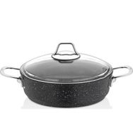 FALEZ Black Line Granit Döküm 28 cm Siyah Kısa Karnıyarık Tencere