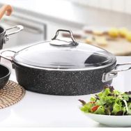 Falez Black Line Granit Döküm 30 cm Siyah Kısa Karnıyarık Tencere