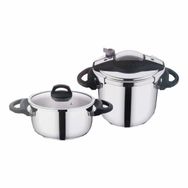 Falez Twist Ve Cook 2'li Gri 7lt+4lt Düdüklü Tencere Seti