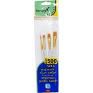 Fanart 500 Seri 4'lü Set 4 Ergonomik Altın Taklon Fırça Seti